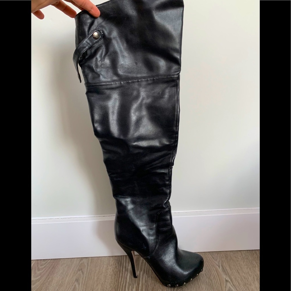 Aldo over knee high heel boots studded black